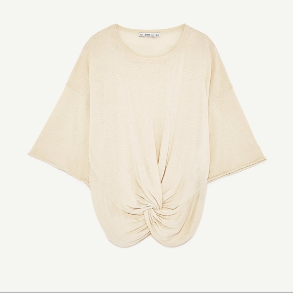 ZARA T Knit Classic Top with front knot Size M - Picture 2 of 4
